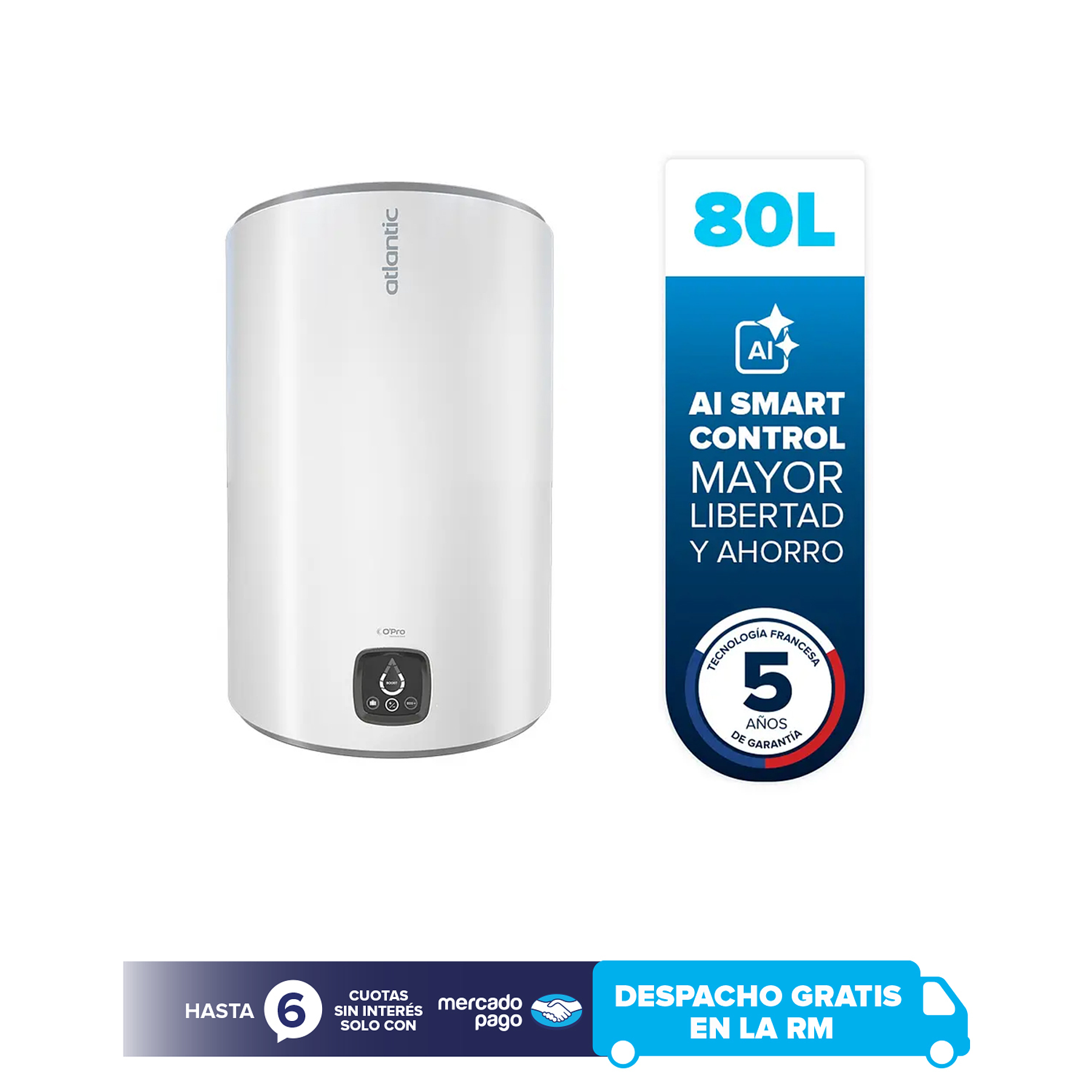 Termo Eléctrico Atlantic Genius 80 litros