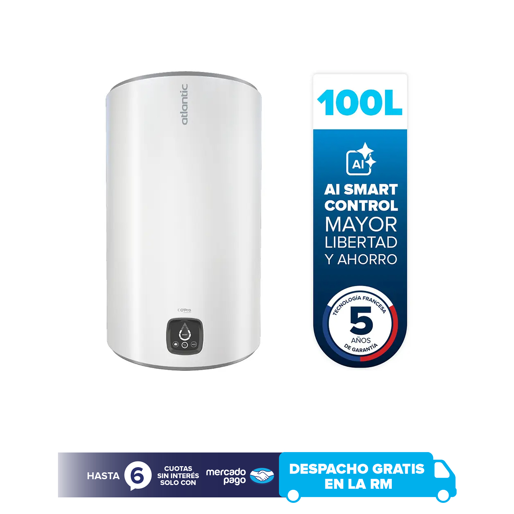 Termo Eléctrico Atlantic Genius 100 litros