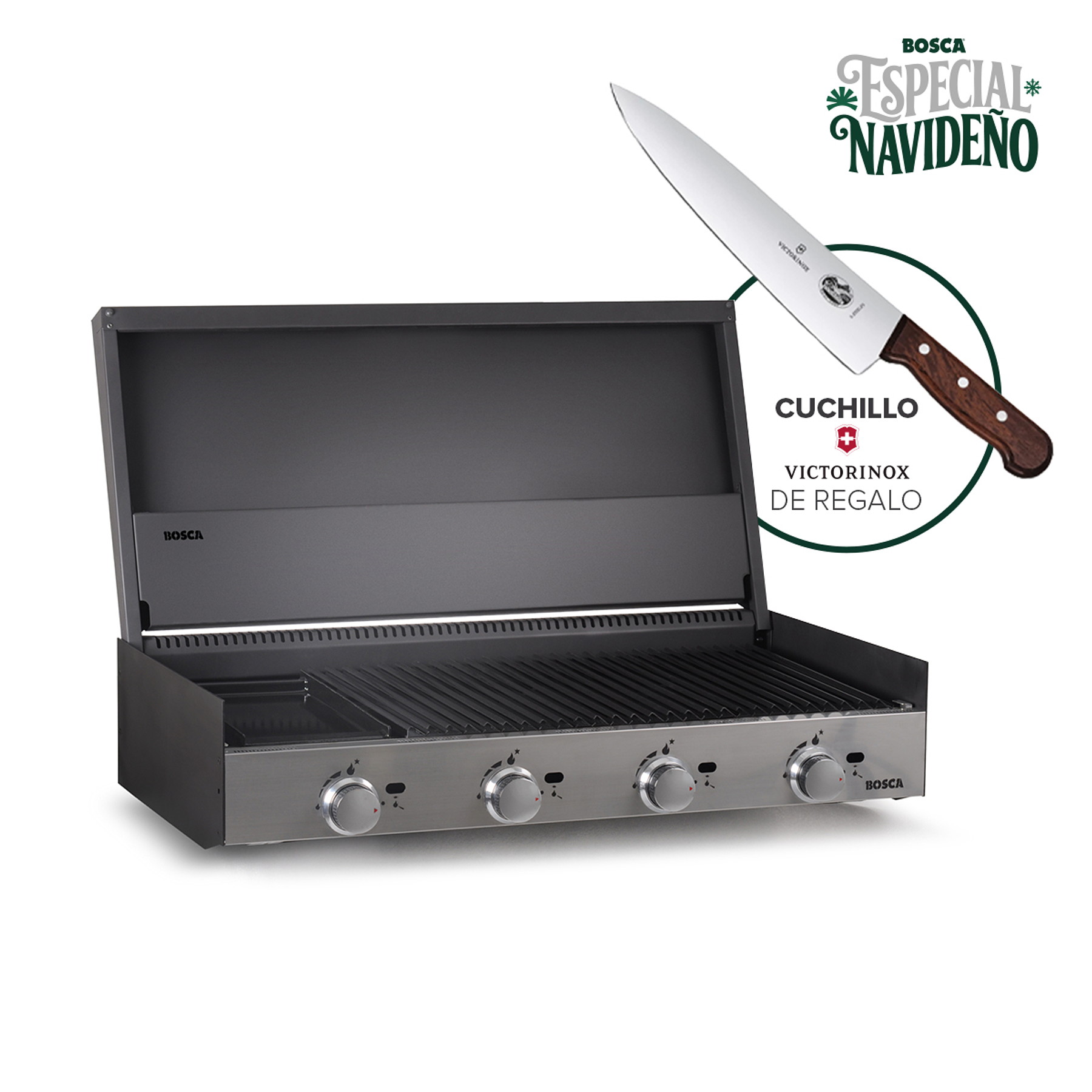 Pack Parrilla Gas Bosca Block 1000 + Cuchillo Cocina Regalo 