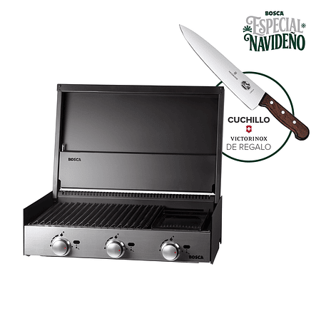 Pack Parrilla Gas Bosca Block 750 + Cuchillo Cocina Regalo 