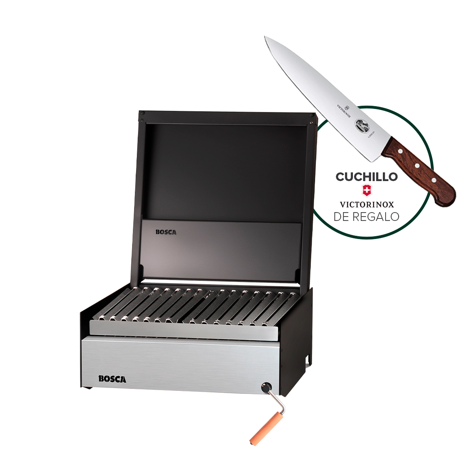 Pack Parrilla Carbon Bosca Block 500 + Cuchillo Cocina Regalo 