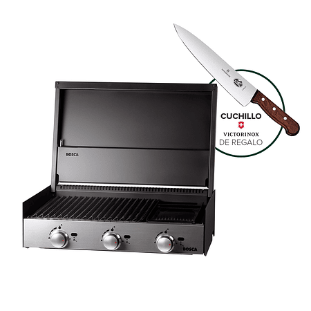 Pack Parrilla Gas Bosca Block 750 + Cuchillo Cocina Regalo 