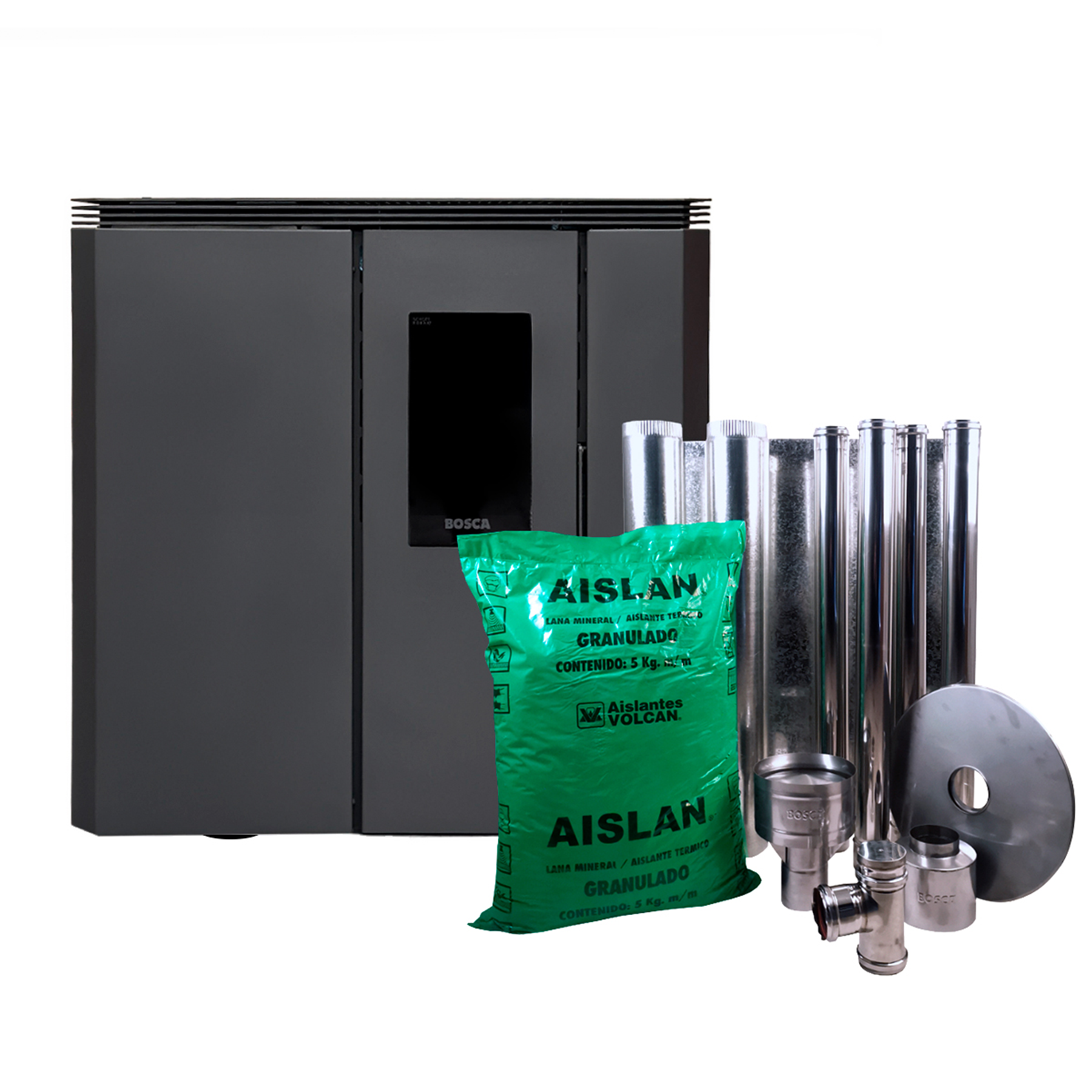 Estufa a pellet de pasillo Black Vision Fit charcoal + kit de instalación