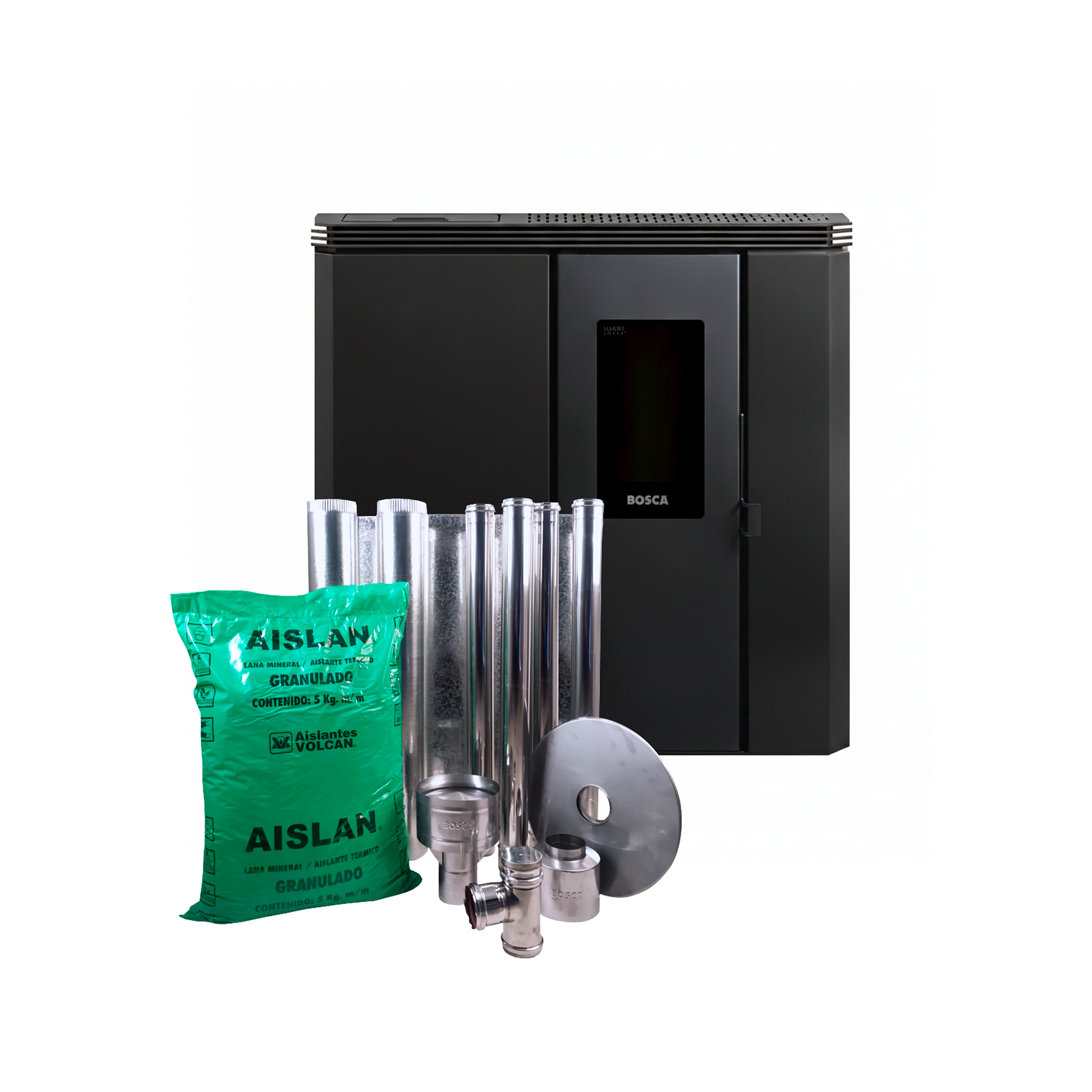 Estufa a pellet de pasillo Black Vision Fit charcoal + kit de instalación