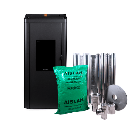 Estufa a Pellet Silenzio Black Vision + Kit de Instalación 