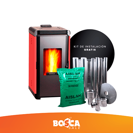 Estufa a pellet Hera+ Rojo + kit de Instalación