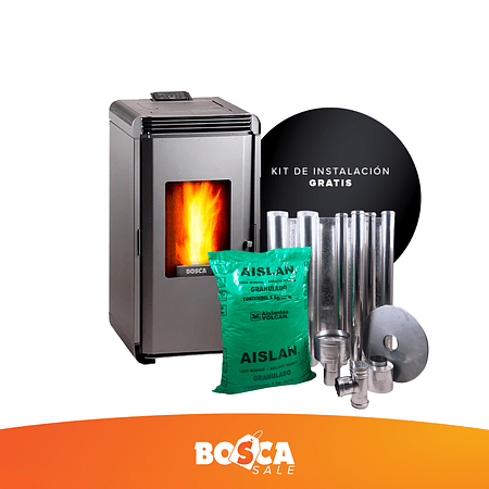 Estufa a pellet Hera + Charcoal  + kit de Instalación interior