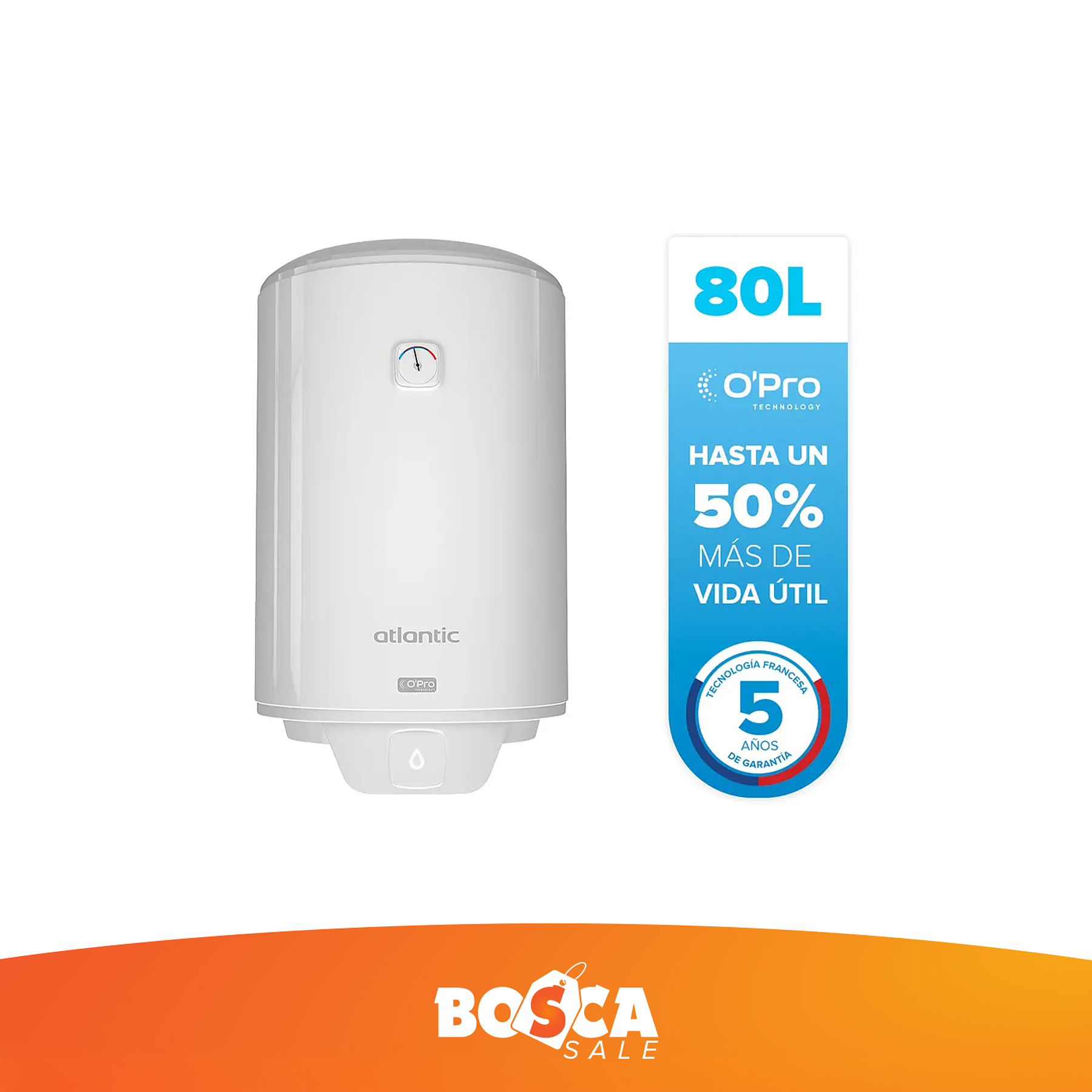 Termo Eléctrico Atlantic Opro + 80 litros