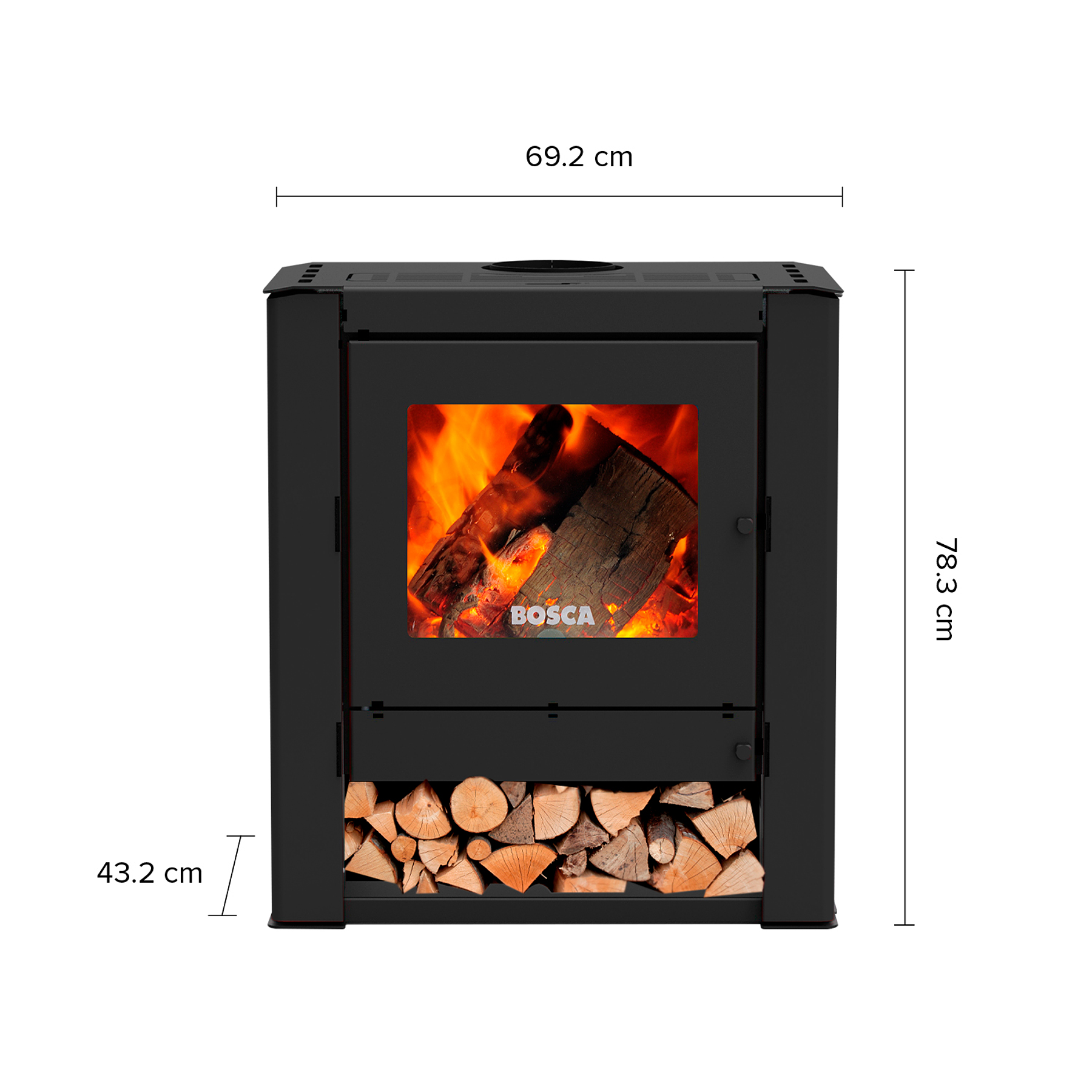 Estufa a leña Gold 500 Black Vision Charcoal + kit de Instalación