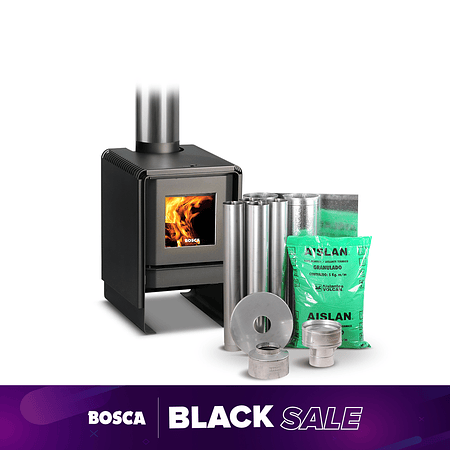 Estufa a leña Eco 350 + kit de instalación
