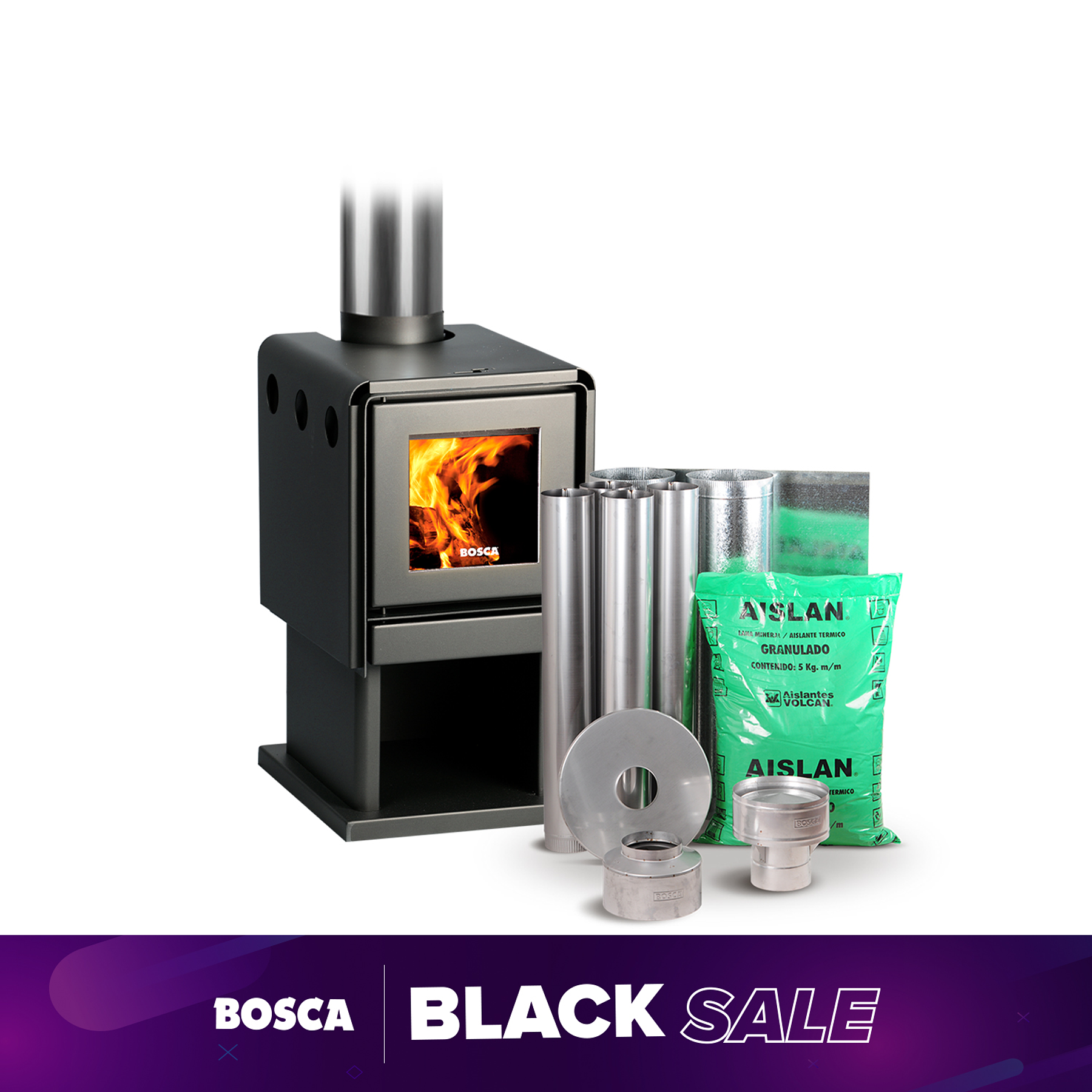 Estufa a Leña Limit 360 + kit de instalación