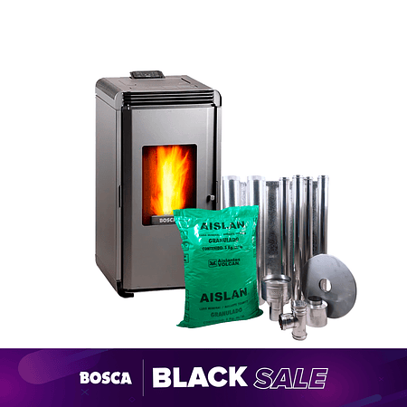 Estufa a pellet Hera + Charcoal  + kit de Instalación interior