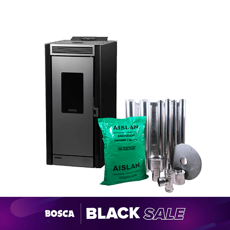 Estufa a pellet Black Vision + kit de Instalación interior