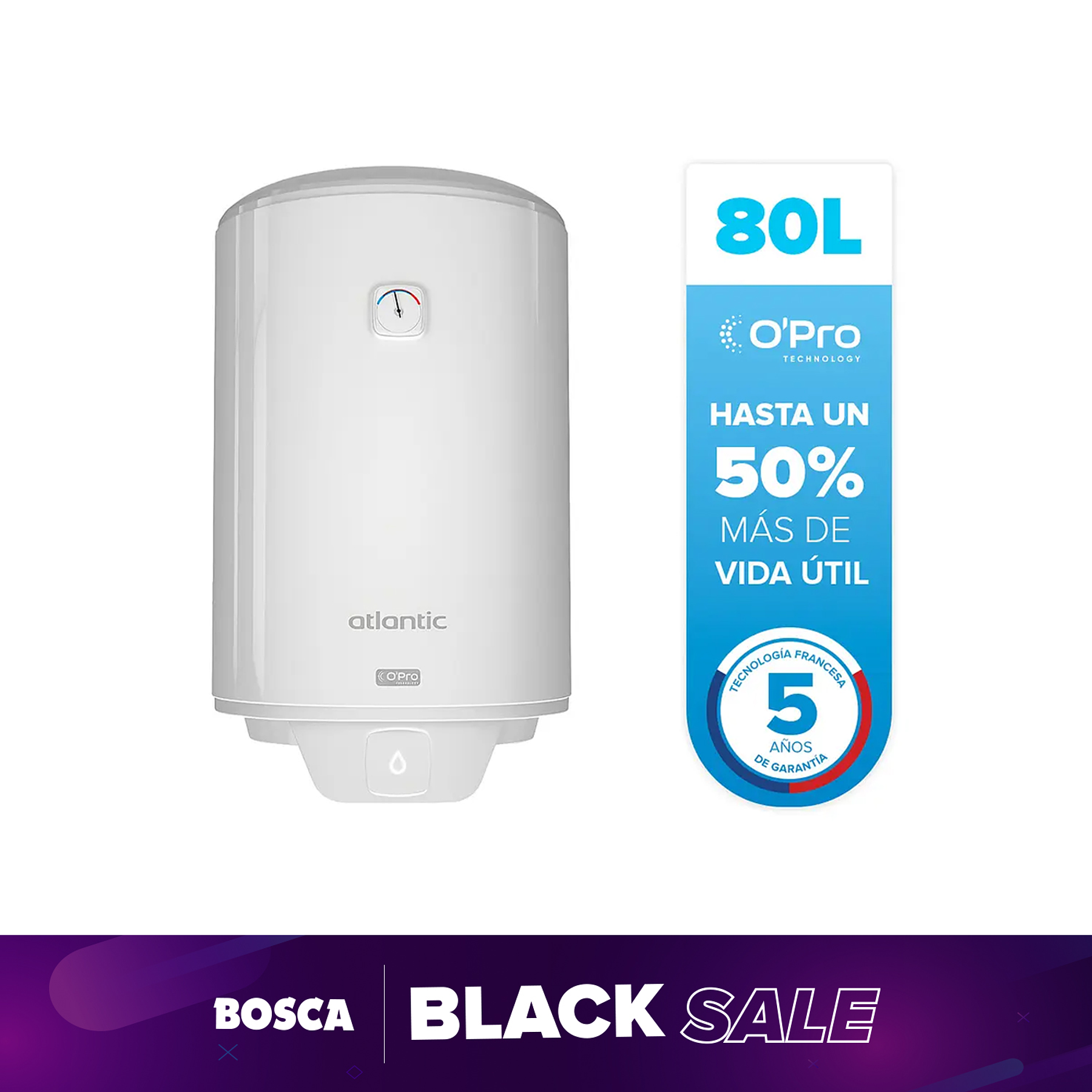 Termo Eléctrico Atlantic Opro + 80 litros