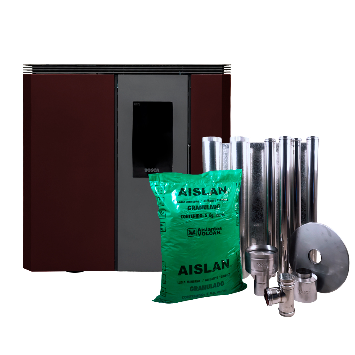 Estufa a pellet de pasillo Black Vision Fit charcoal + kit de instalación