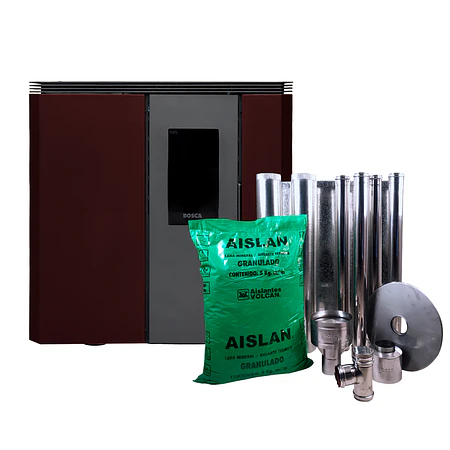 Estufa a pellet de pasillo Black Vision Fit Burdeo + kit de instalación