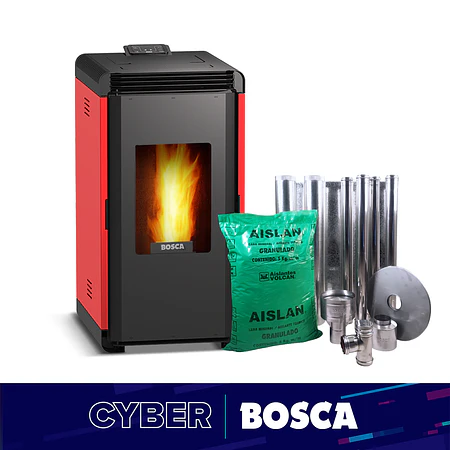 Estufa a pellet Hera+ Rojo + kit de Instalación