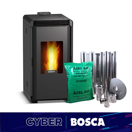 Estufa a pellet Hera + Charcoal  + kit de Instalación interior