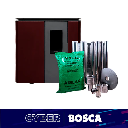 Estufa a pellet de pasillo Black Vision Fit Burdeo + kit de instalación