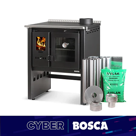 Cocina a Leña Bosca Ares 70 Charcoal + Kit de instalación