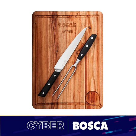 Tabla parrillera + cuchillo y tenedor