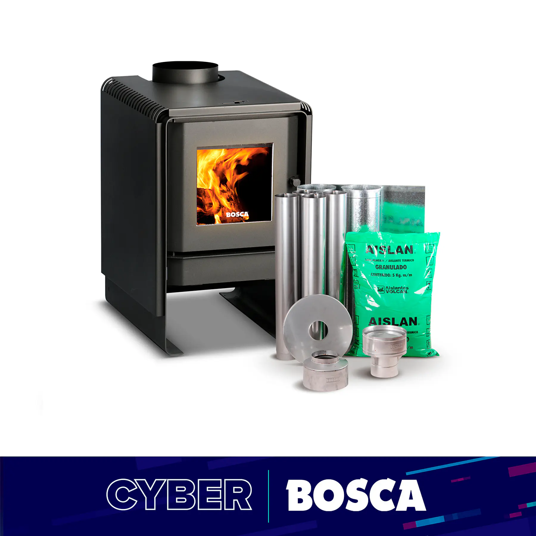 Estufa a Leña Eco 380 + Kit de instalación