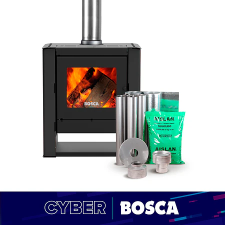 Pack Estufa a Leña Gold 500 Charcoal + kit de Instalación