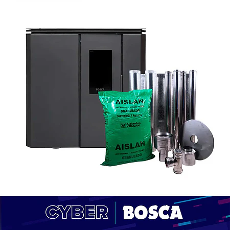 Estufa a pellet de pasillo Black Vision Fit charcoal + kit de instalación