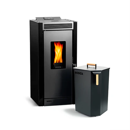 Pack Estufa a Pellet Black Vision Negro + Almacenador de Pellet