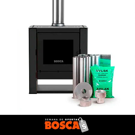 Estufa a leña Gold 500 Black Vision Charcoal + kit de Instalación