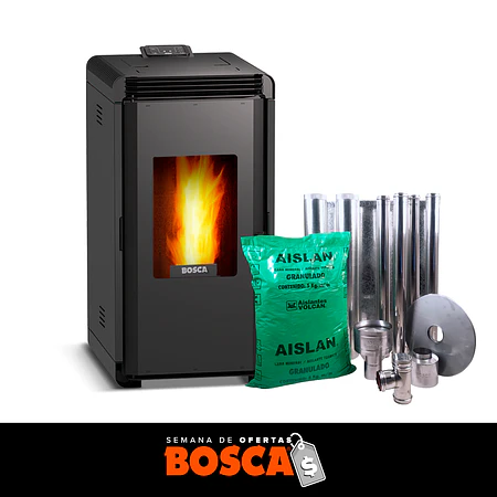 Estufa a pellet Hera + Charcoal  + kit de Instalación interior