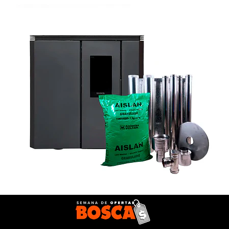 Estufa a pellet de pasillo Black Vision Fit charcoal + kit de instalación