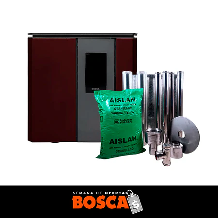 Estufa a pellet de pasillo Black Vision Fit Burdeo + kit de instalación