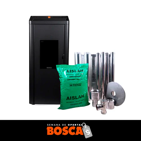 Estufa a Pellet Silenzio Black Vision + Kit de Instalación interior