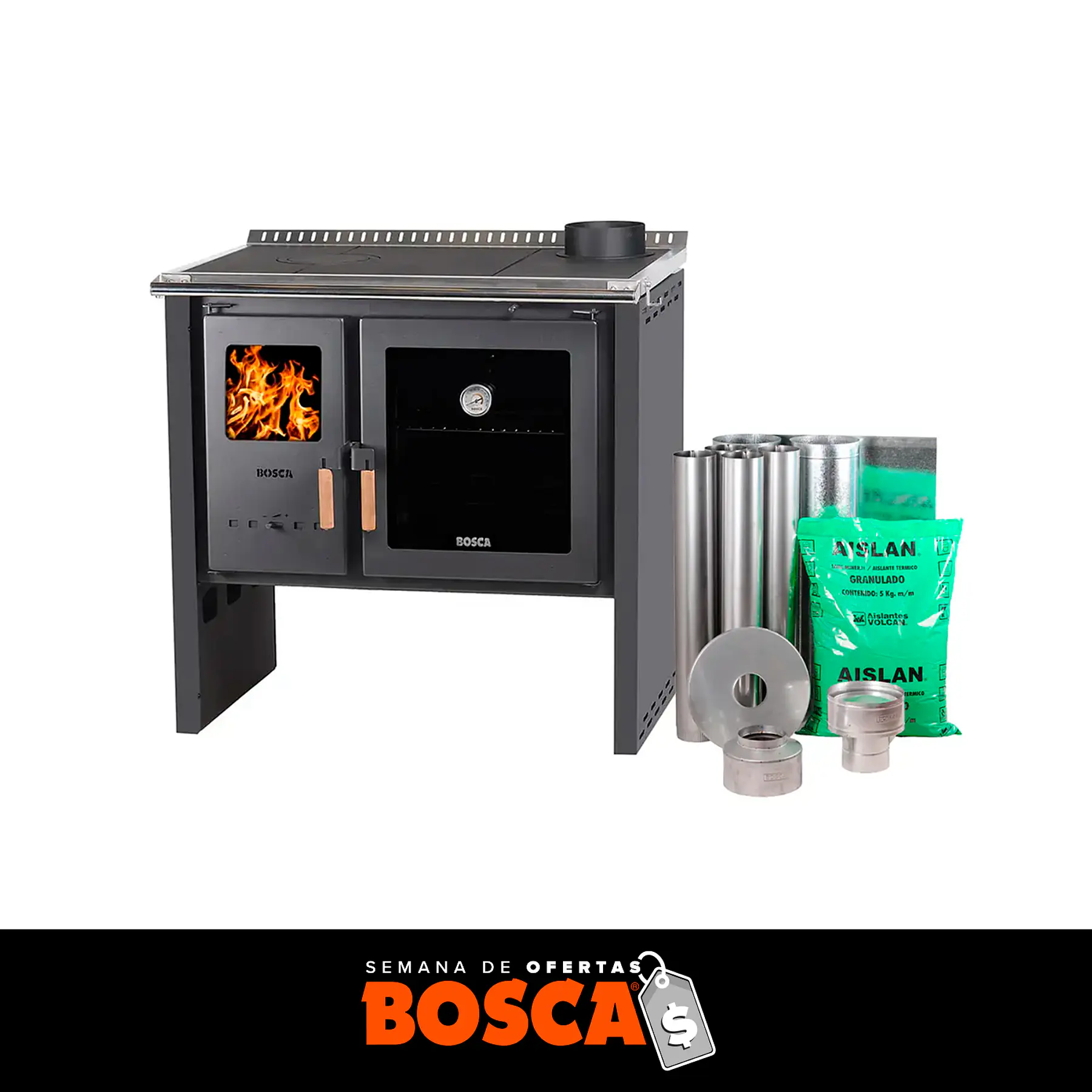 Cocina a Leña Bosca Hestia 90 + Kit de instalación