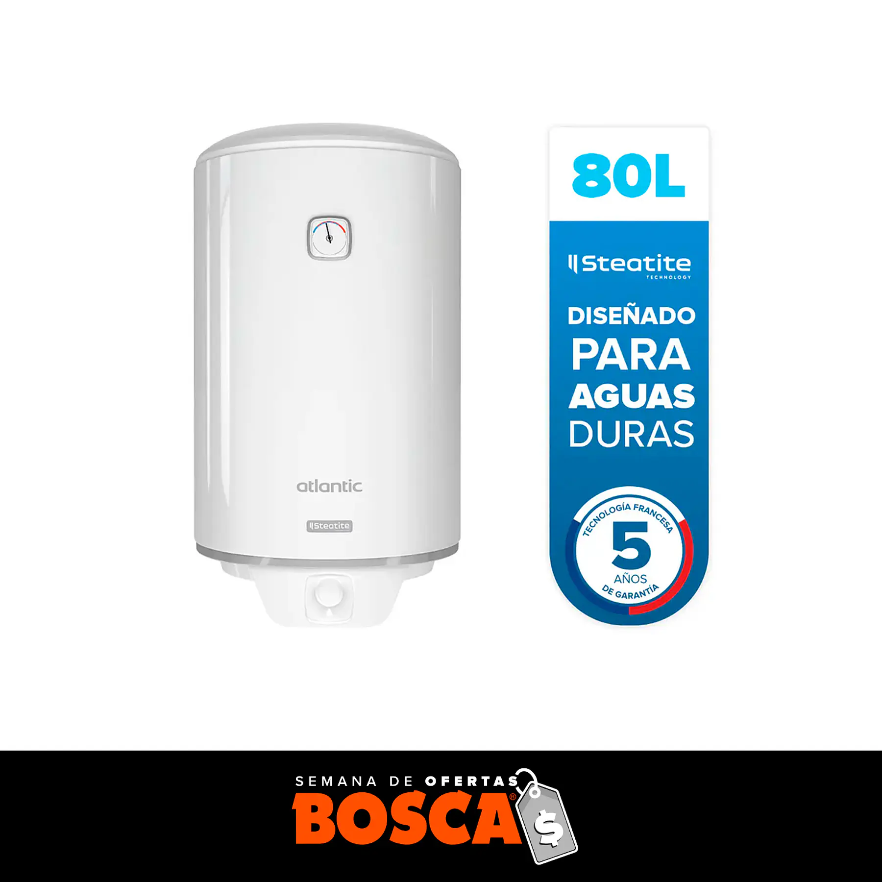 Termo Eléctrico Atlantic Steatite 80 litros