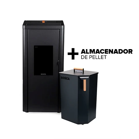 Pack Estufa a Pellet Silenzio Black Vision + Almacenador de Pellet