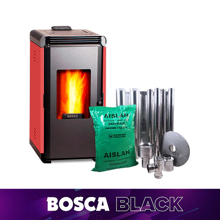 Estufa a pellet Hera+ Rojo + kit de Instalación