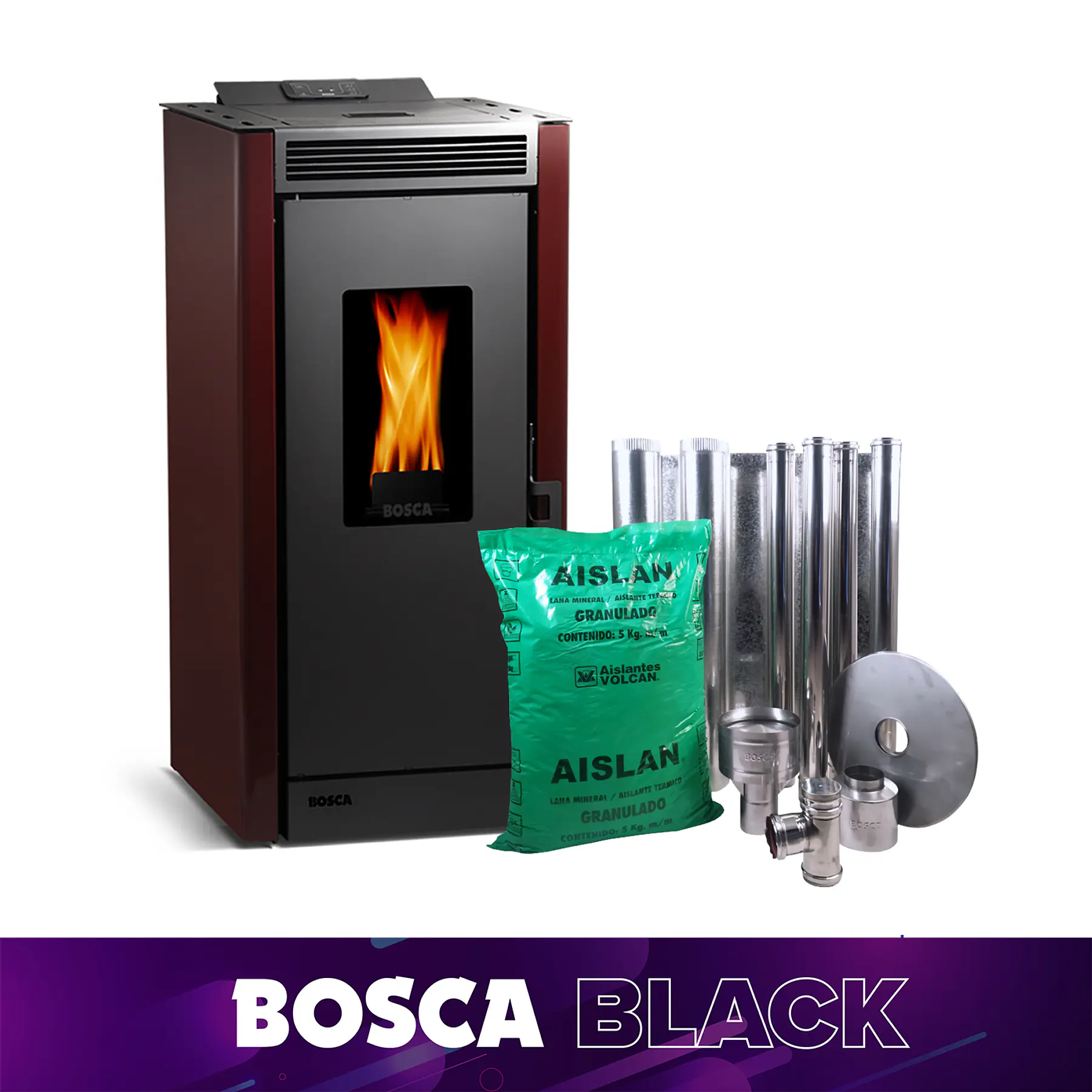 Estufa a pellet Black Vision + kit de Instalación interior