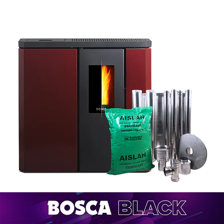 Estufa a pellet de pasillo Black Vision Fit Burdeo + kit de instalación