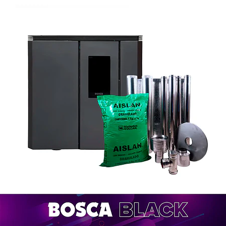 Estufa a pellet de pasillo Black Vision Fit charcoal + kit de instalación