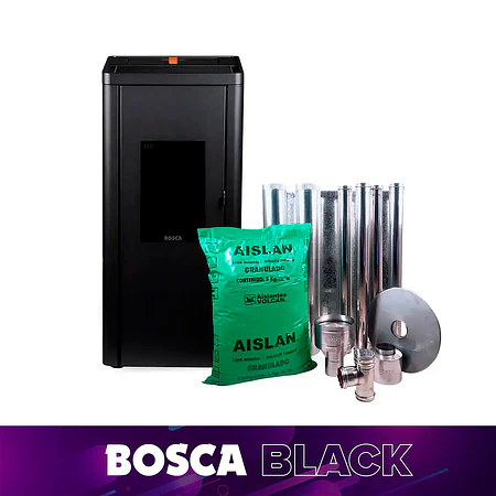 Estufa a Pellet Silenzio Black Vision + Kit de Instalación interior