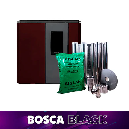 Estufa a pellet de pasillo Black Vision Fit Burdeo + kit de instalación
