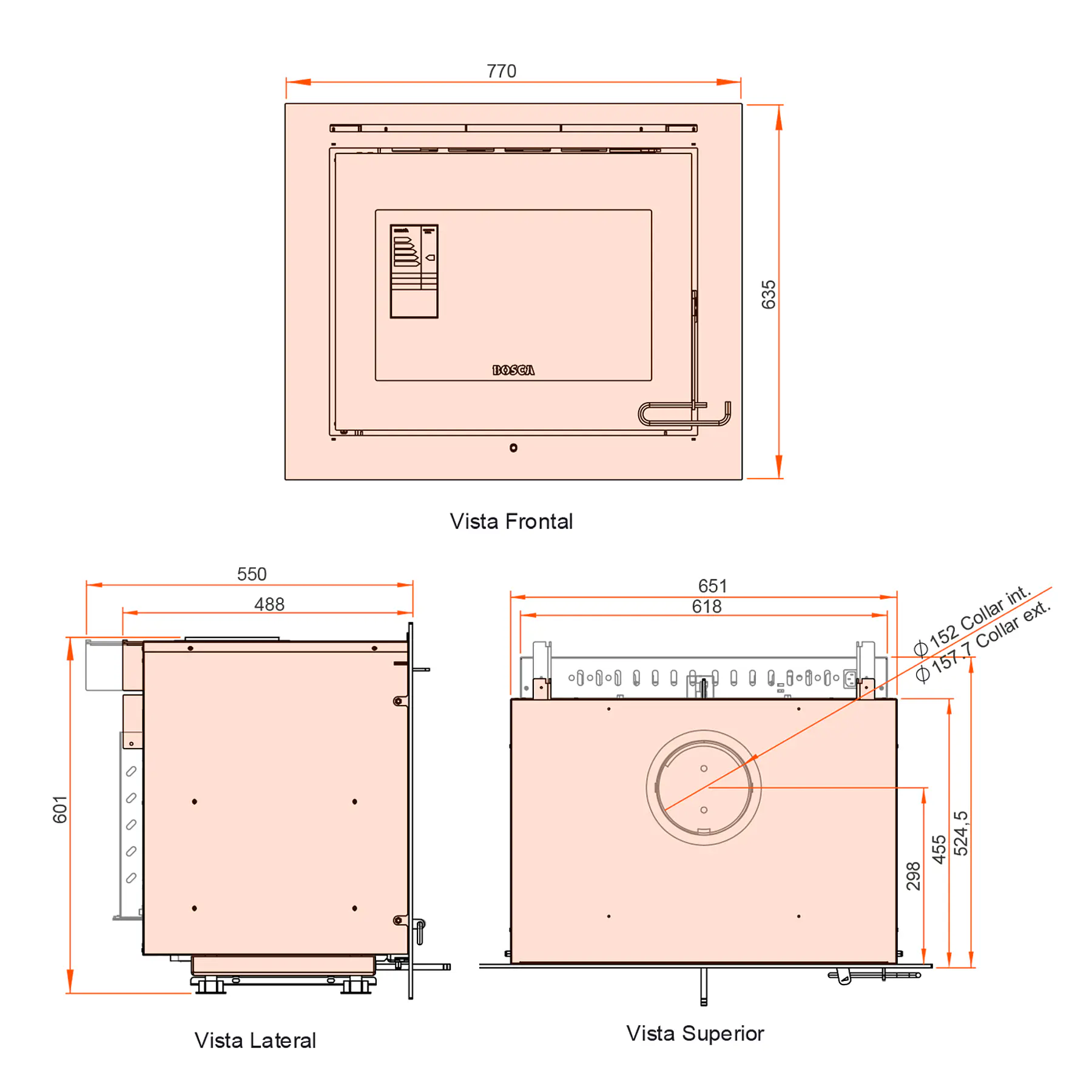 Calefactor Bosca a Leña Chimenea Insert 500 