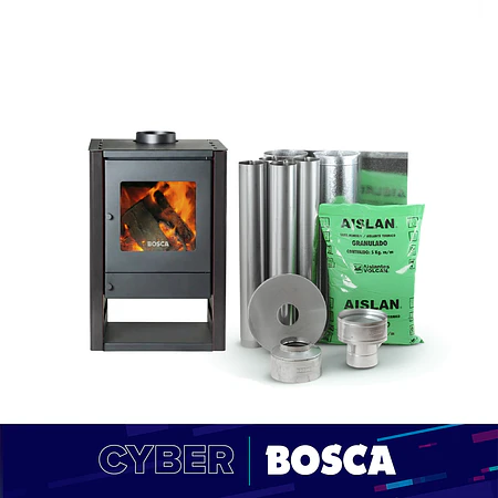 Pack Estufa a Leña Gold 380 Charcoal CERT. + kit