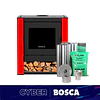 Estufa a leña Gold 500 Black Vision Rojo + kit de Instalación