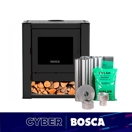 Estufa a leña Gold 500 Black Vision Charcoal + kit de Instalación