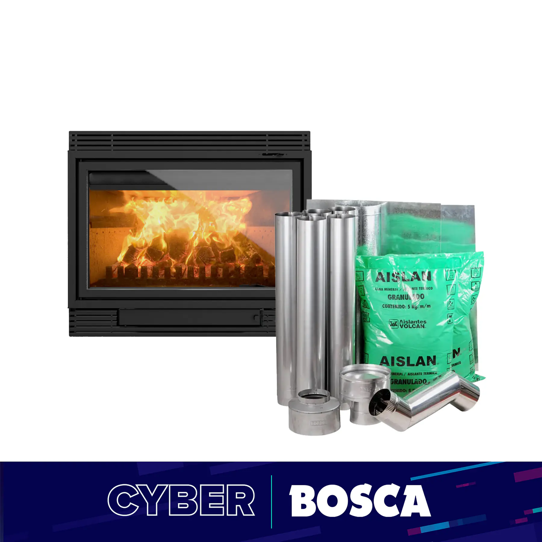 Chimenea a leña 850 + Kit instalación
