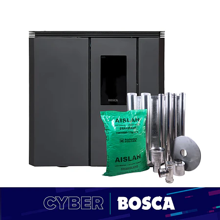 Estufa a pellet de pasillo Black Vision Fit charcoal + kit de instalación