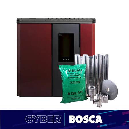 Estufa a pellet de pasillo Black Vision Fit Burdeo + kit de instalación